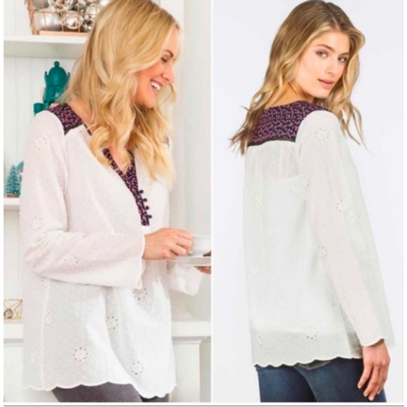 Matilda Jane Snow Globe Boho Peasant Floral Swiss Dot Puffed Blouse XXL - Picture 1 of 14